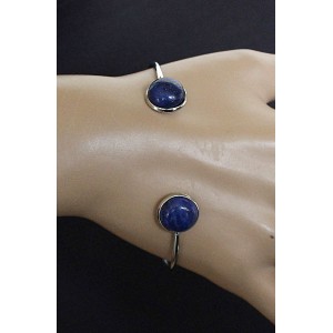 Браслет из лазурита ярко-синего однотонного 2 круга 12мм, жесткая основа