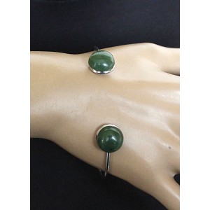 Браслет из нефрита 2 круга 12мм, жесткая основа