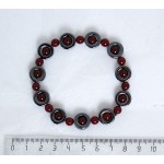 Браслет из сердолика, шарик в круглой рамке из гематита