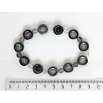 Браслет из флюорита, шарик 6мм в круглой рамке из гематита