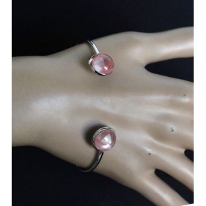 Браслет из халцедона розового 2 круга 12мм, жесткая основа