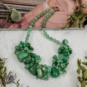 Колье объемное авантюрин зеленый, 50 см