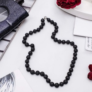 Бусы шар №8 через узел лава, цвет черный, 45 см