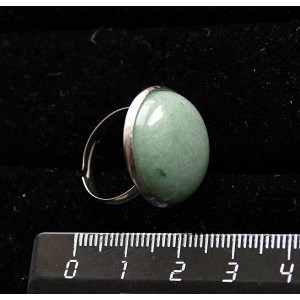 Кольцо с авантюрином зеленым, круг 20мм, безразмерное