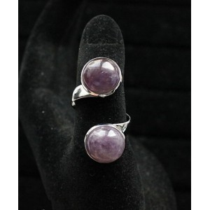 Кольцо из аметиста "2 круга", круг 12мм, безразмерное