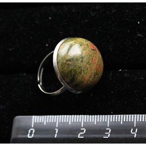 Кольцо с унакитом, круг 20мм, безразмерное