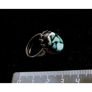 Кольцо с бирюзой, кабошон мозаика, овал 18х13мм, безразмерное