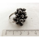 Кольцо из гематита "гроздь", шарик 6мм