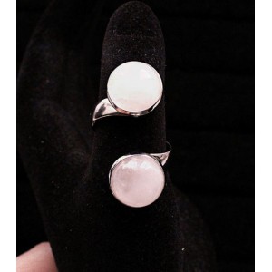 Кольцо из кварца розового "2 круга", круг 12, безразмерное