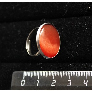 Кольцо с кошачьим глазом (синт.), цвет темно-оранжевый, круг 20мм, безразмерное