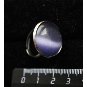 Кольцо с кошачьим глазом (синт.), цвет фиолетовый, круг 20мм, безразмерное