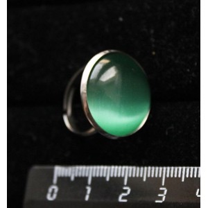 Кольцо с кошачьим глазом (синт.), цвет зеленый мятный, круг 20мм, безразмерное