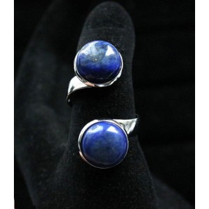 Кольцо из лазурита ярко-синего однотонного "2 круга", круг 12мм, безразмерное
