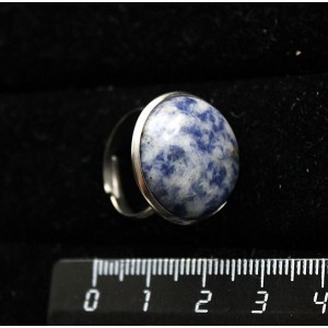 Кольцо с лазуритом бело-синим, круг 20мм, безразмерное