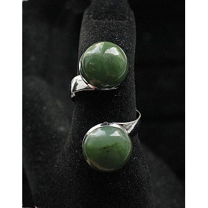 Кольцо из нефрита "2 круга", круг 12мм, безразмерное