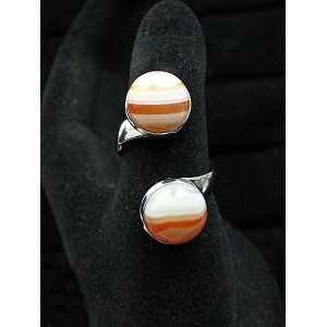 Кольцо из сердолика полосатого "2 круга", круг 12мм, безразмерное