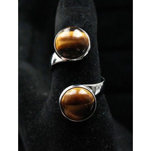 Кольцо из тигрового глаза "2 круга", круг 12мм, безразмерное
