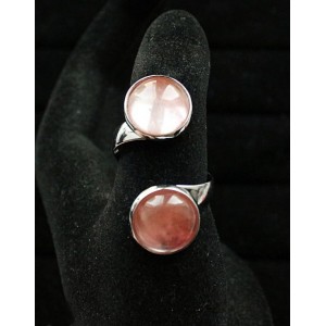 Кольцо из халцедона розового "2 круга", круг 12мм, безразмерное