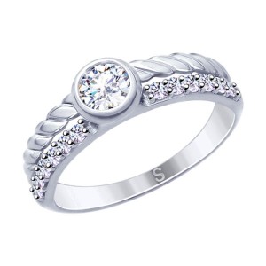 C925 Кольцо 2,18г фианит родирование