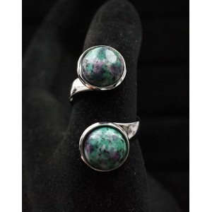 Кольцо из цоизита "2 круга", круг 12мм, безразмерное