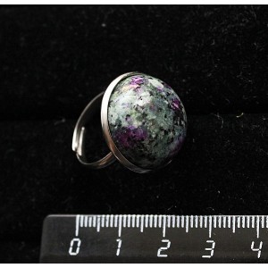 Кольцо с цоизитом, круг 20мм, безразмерное