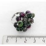 Кольцо из цоизита "гроздь", шарик 6мм