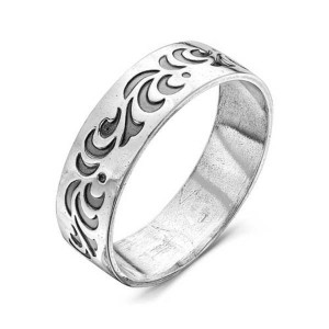 Кольцо посеребрение с оксидированием "Волны"