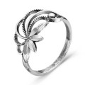 Кольцо посеребрение с оксидированием "Ива"