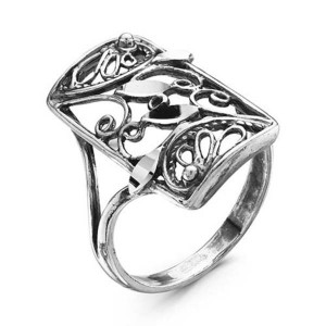 Кольцо посеребрение с оксидированием "Тайна" прямоугольник