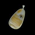 Кулон с агатом моховым посеребренный капля 39*77мм (косичка)