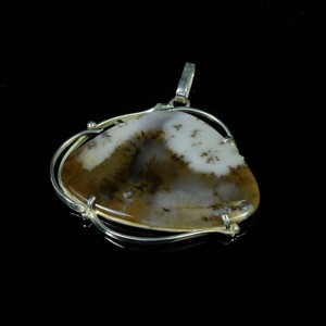 Кулон с агатом моховым в посеребрении 50х40мм