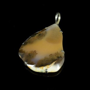 Кулон из агата мохового, 52х40мм, нейзильбер