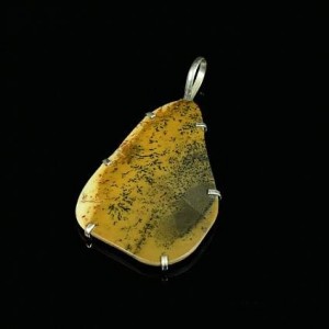 Кулон из агата мохового, 50х35мм, нейзильбер