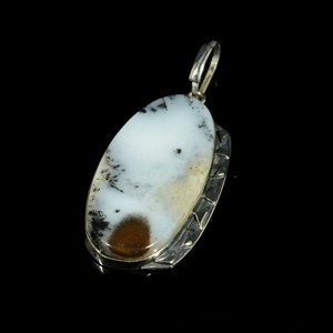 Кулон агат моховой " овал ", 47х24мм, нейзильбер