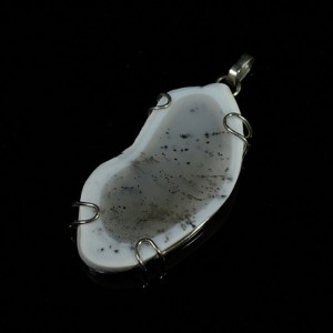 Кулон агат моховой 47х25мм, нейзильбер