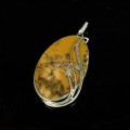 Кулон из агата мохового, 65х37мм, нейзильбер