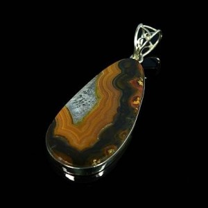 Кулон из агата, 61х28мм, нейзильбер