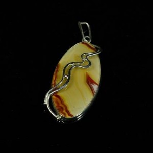 Кулон из агата, 56х29мм, нейзильбер