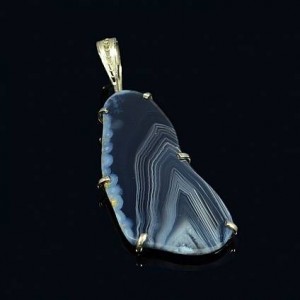 Кулон из тиманского агата, 47х25мм, нейзильбер