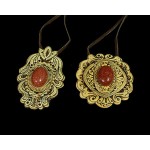 Кулон из бересты на шнурке с авантюрином (иск.), 96см