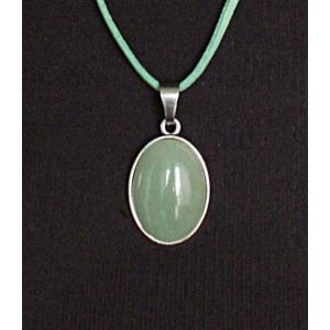 Кулон из авантюрина зеленого, простой овал 25х18мм
