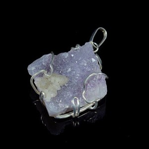 Кулон аметист в посеребрении 41х34мм, авт.-ручная работа