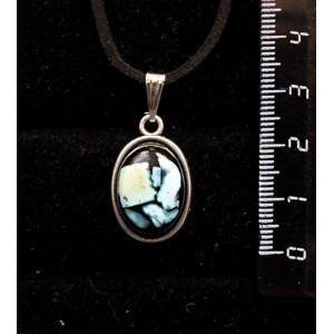 Кулон из бирюзы, кабошон мозаика, простой овал 18х13мм