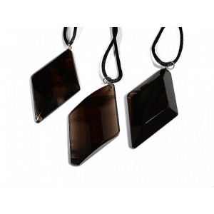 Кулон из обсидиана дымчатого "Ромб" 33*55мм