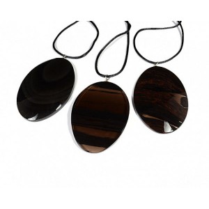 Кулон из обсидиана дымчатого "Овал" 49*75мм