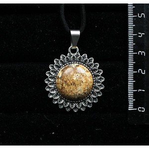 Кулон из яшмы песочной "подсолнух", круг 20мм