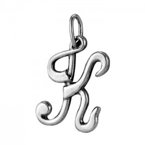 Кулон посеребрение с оксидированием "Буква К"