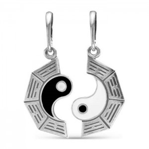 Подвески посеребрение с оксидированием "Неразлучники" инь-ян (эмаль)