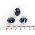 Чароит, бирюза нат., малахит, кабошон-мозаика овал 18х13мм, черный фон