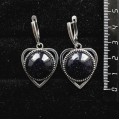 Серьги из авантюрина синего (синт.) "сердечко", круг 18мм, швензы посеребрение